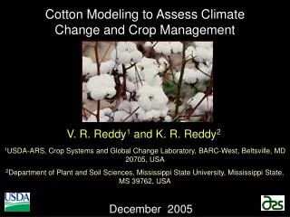 Cotton Modeling to Assess Climate Change and Crop Management