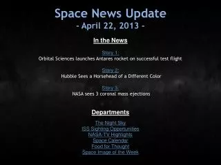 Space News Update - April 22, 2013 -