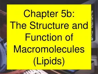 Chapter 5b: The Structure and Function of Macromolecules (Lipids)