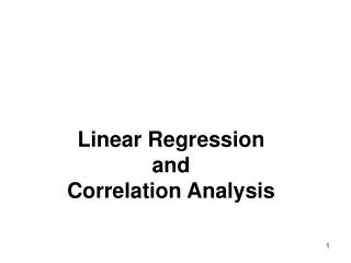Linear Regression and Correlation Analysis