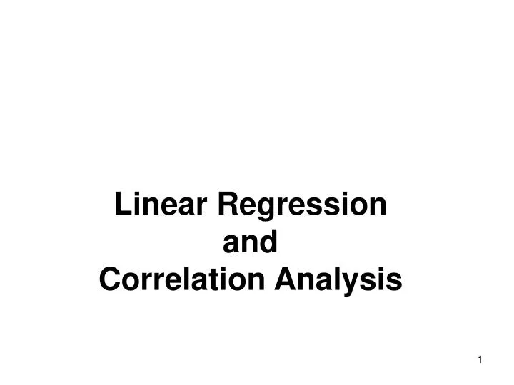 linear regression and correlation analysis