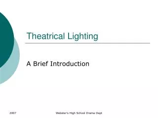 Theatrical Lighting