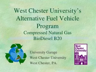 West Chester University’s Alternative Fuel Vehicle Program Compressed Natural Gas BioDiesel B20