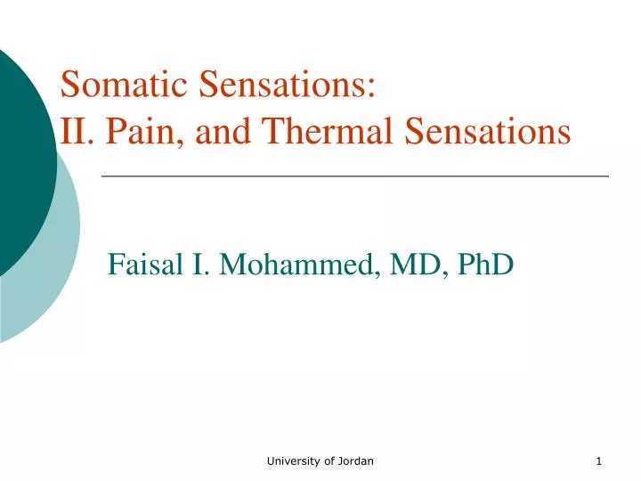 somatic sensations ii pain and thermal sensations