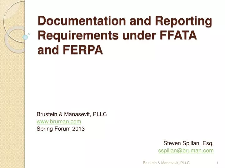 documentation and reporting requirements under ffata and ferpa