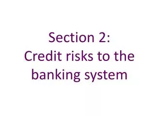 Section 2: Credit risks to the banking system