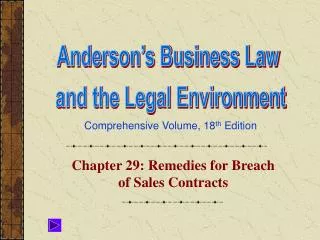 Chapter 29: Remedies for Breach of Sales Contracts