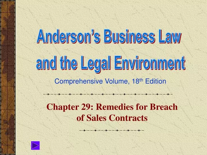 chapter 29 remedies for breach of sales contracts