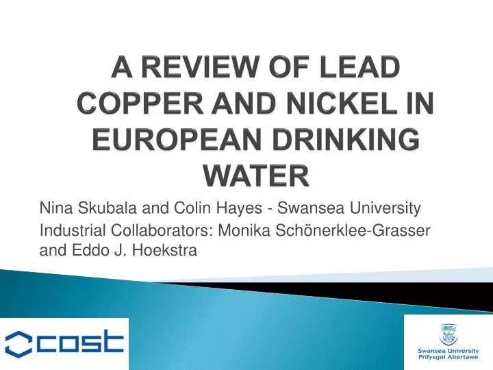 a review of lead copper and nickel in european drinking water