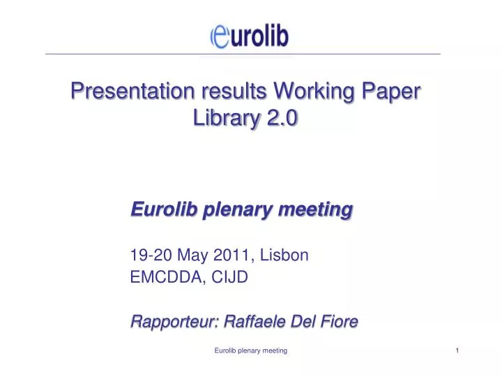 presentation results working paper library 2 0