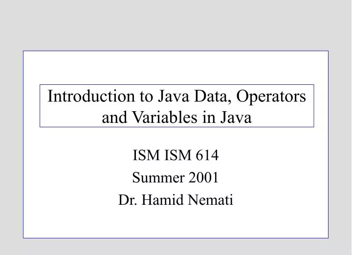introduction to java data operators and variables in java