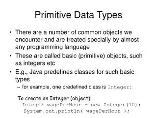 Primitive Data Types