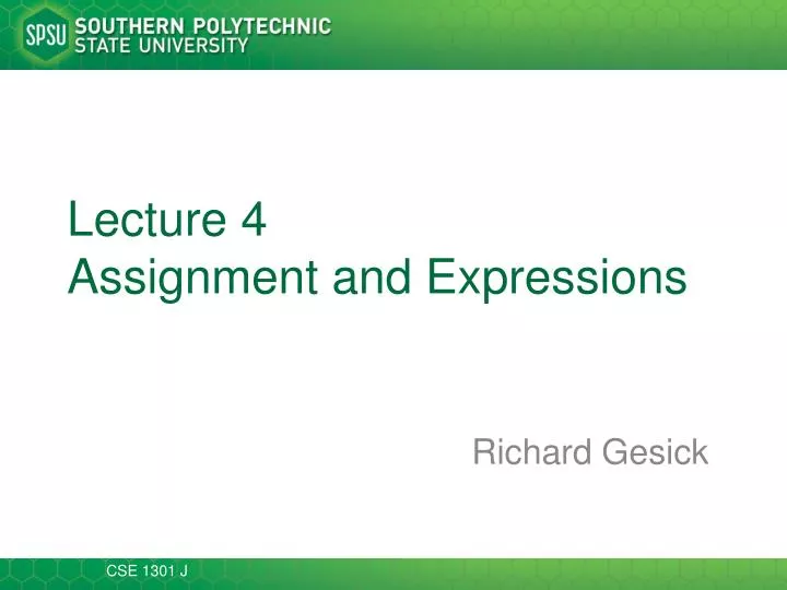 lecture 4 assignment and expressions