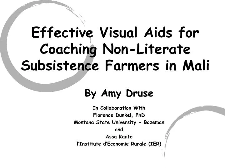 effective visual aids for coaching non literate subsistence farmers in mali