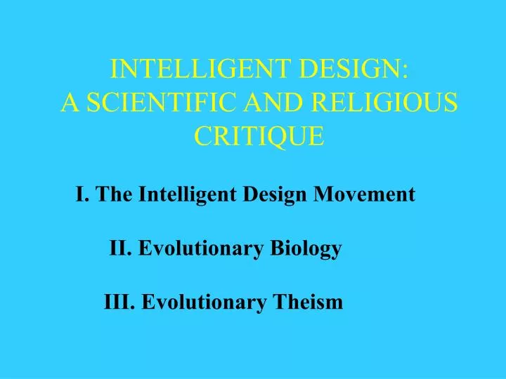 intelligent design a scientific and religious critique