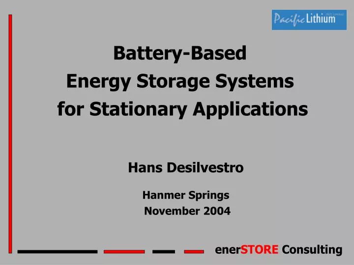 battery based energy storage systems for stationary applications