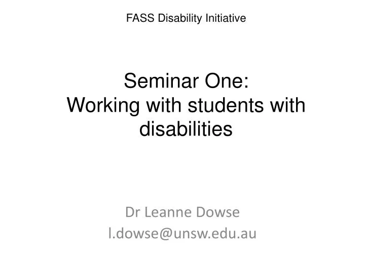 fass disability initiative seminar one working with students with disabilities
