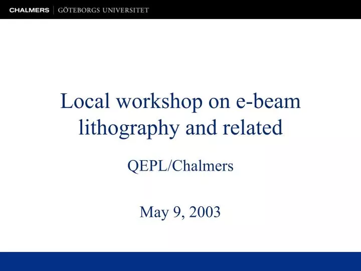local workshop on e beam lithography and related