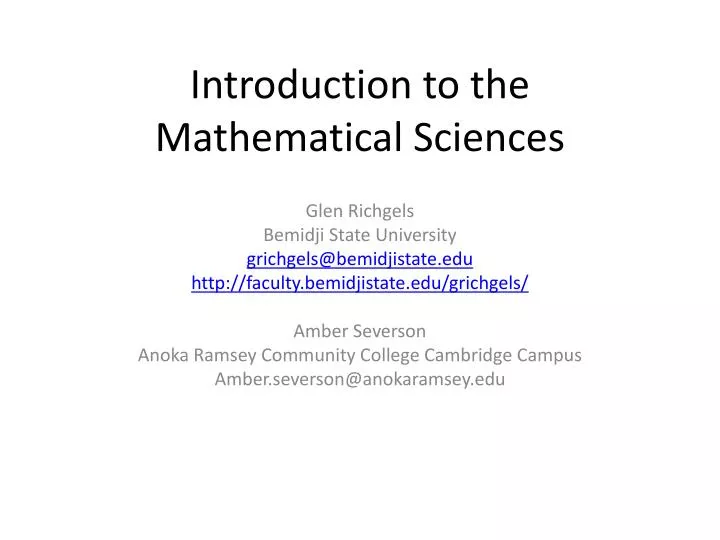 introduction to the mathematical sciences