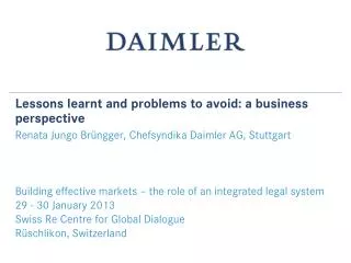 Lessons learnt and problems to avoid: a business perspective