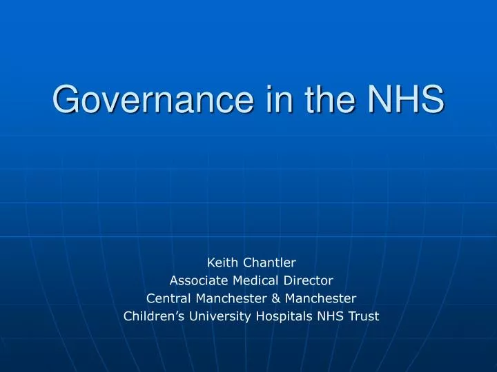 governance in the nhs