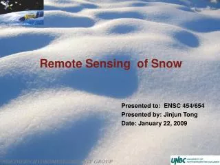 Remote Sensing of Snow