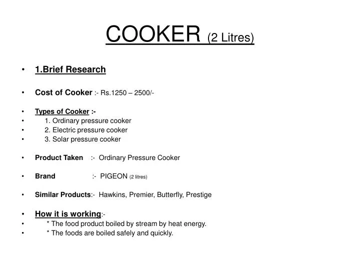cooker 2 litres