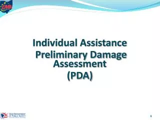 Individual Assistance Preliminary Damage Assessment (PDA)