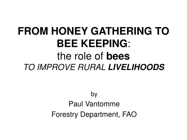 from honey gathering to bee keeping the role of bees to improve rural livelihoods