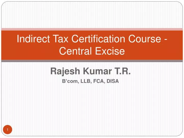 indirect tax certification course central excise