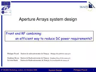 Aperture Arrays system design
