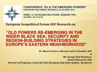 European Geopolitical Forum-EGF Research on: