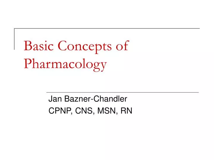 basic concepts of pharmacology