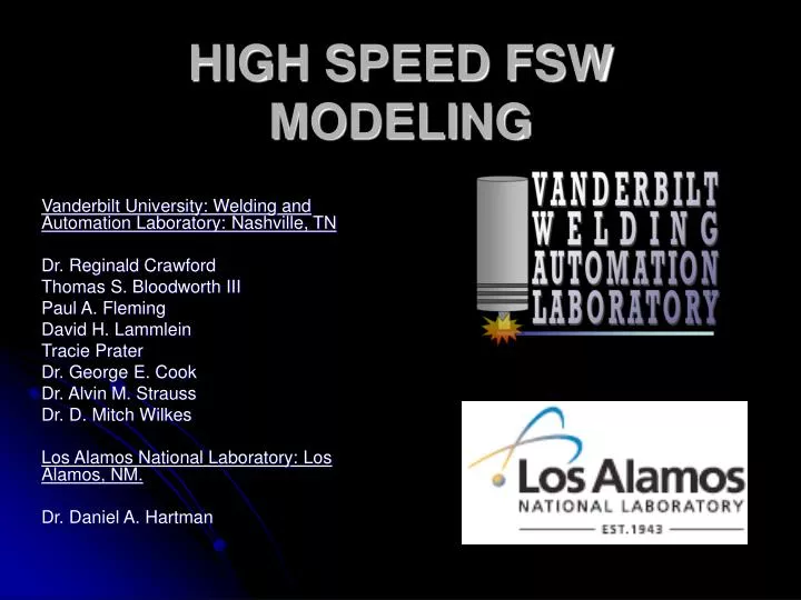 high speed fsw modeling