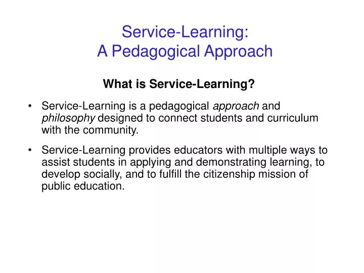 service learning a pedagogical approach