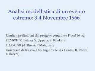 Analisi modellistica di un evento estremo: 3-4 Novembre 1966