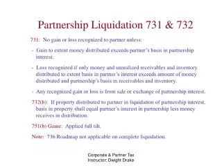 Partnership Liquidation 731 &amp; 732