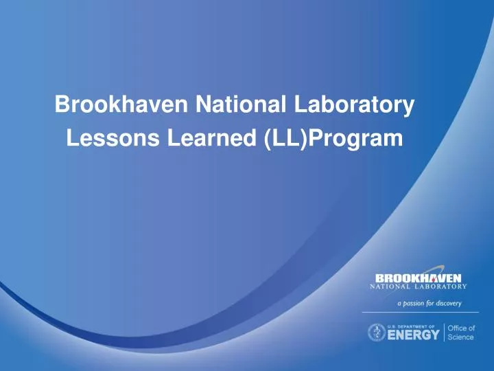 brookhaven national laboratory lessons learned ll program