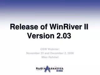 Release of WinRiver II Version 2.03