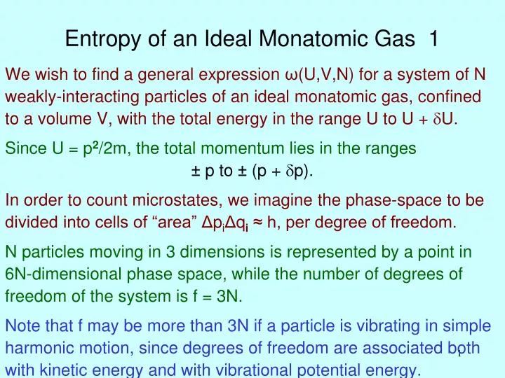 entropy of an ideal monatomic gas 1