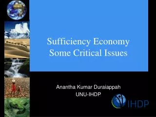 Sufficiency Economy Some Critical Issues