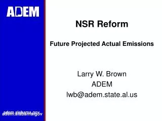 NSR Reform Future Projected Actual Emissions