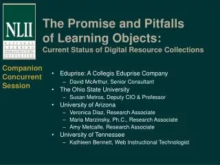 The Promise and Pitfalls of Learning Objects: Current Status of Digital Resource Collections