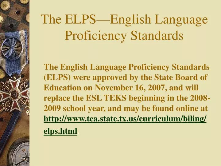 the elps english language proficiency standards