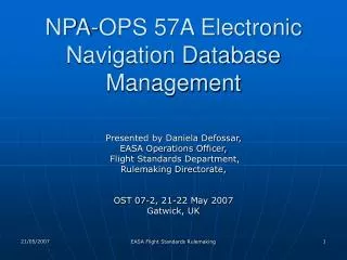 NPA-OPS 57A Electronic Navigation Database Management