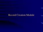 Record Creation Module - slide 1