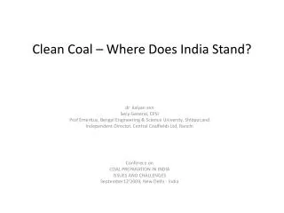 Clean Coal – Where Does India Stand?