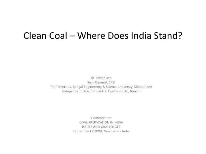 clean coal where does india stand