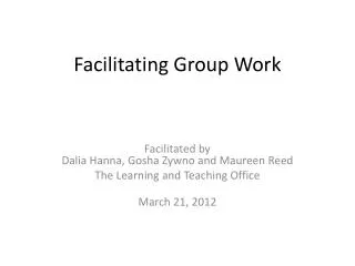 Facilitating Group Work