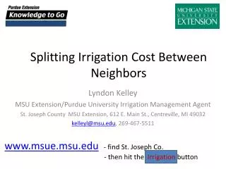 Splitting Irrigation Cost Between Neighbors
